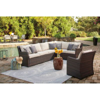 Signature Design by Ashley Easy Isle Sofa Sectional and 2 Lounge Chairs-Dark B