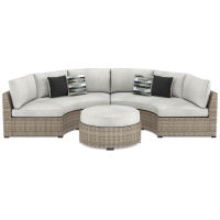 Signature Design by Ashley Calworth 2-Piece Outdoor Sectional with Ottoman-Bei