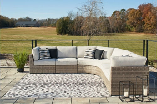 Signature Design by Ashley Calworth 5-Piece Outdoor Sectional-Beige