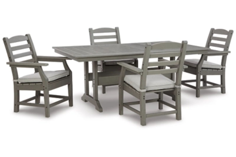 Signature Design by Ashley Visola Outdoor Dining Table with 4 Chairs-Gray