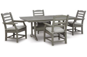 Signature Design by Ashley Visola Outdoor Dining Table with 4 Chairs-Gray