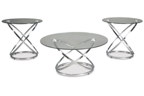 Signature Design by Ashley Hollynyx Table (Set of 3)-Chrome Finish