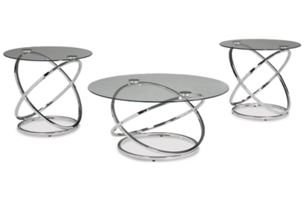 Signature Design by Ashley Hollynyx Table (Set of 3)-Chrome Finish