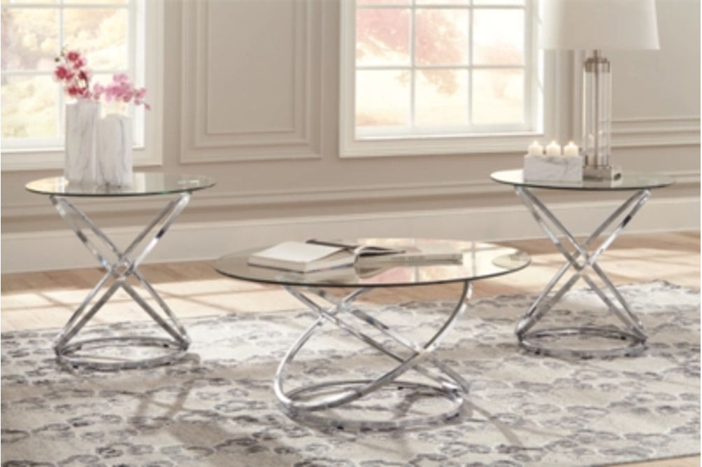 Signature Design by Ashley Hollynyx Table (Set of 3)-Chrome Finish