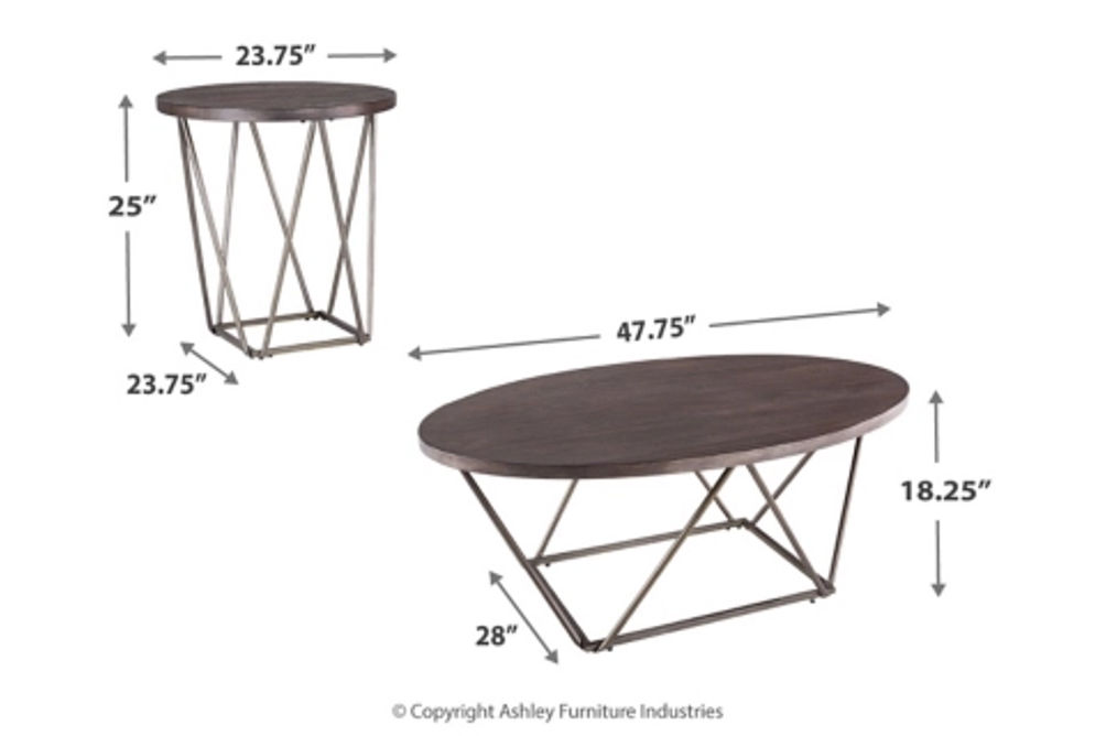 Signature Design by Ashley Neimhurst Table (Set of 3)-Dark Brown