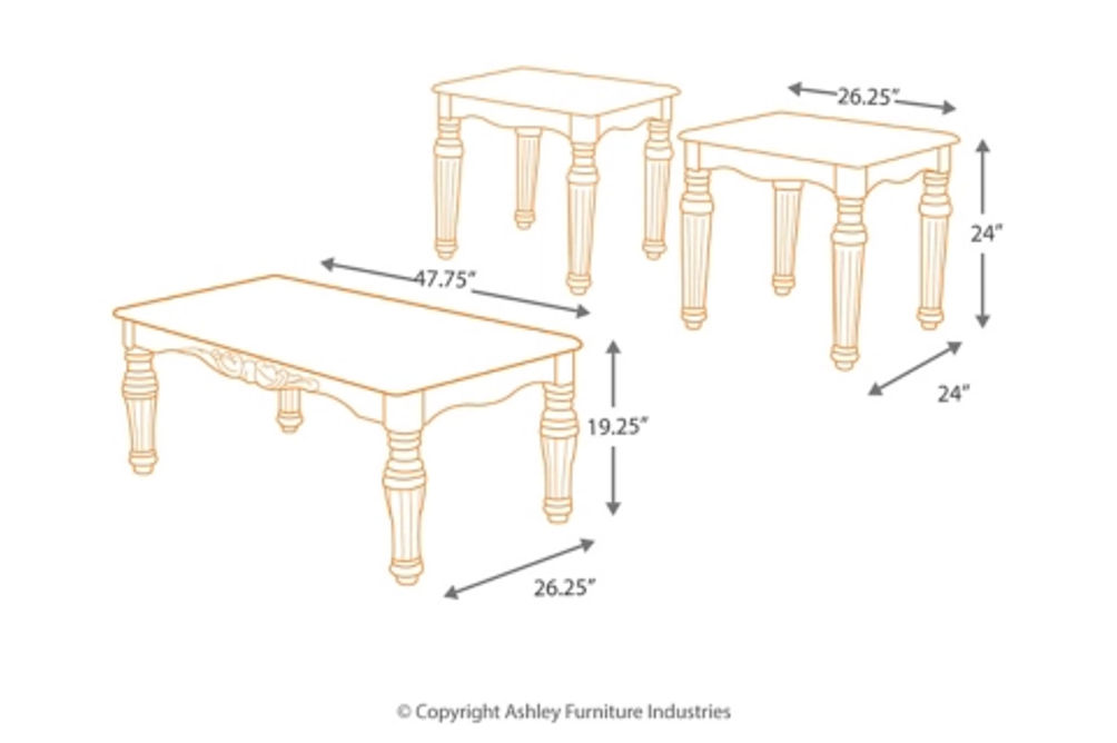 Signature Design by Ashley North Shore Table (Set of 3)-Dark Brown