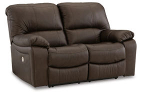 Signature Design by Ashley Leesworth Power Reclining Sofa and Loveseat-Dark Br