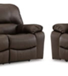 Signature Design by Ashley Leesworth Power Reclining Sofa and Loveseat-Dark Br