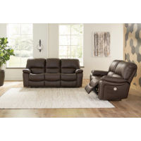 Signature Design by Ashley Leesworth Power Reclining Sofa and Loveseat-Dark Br