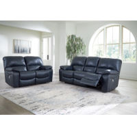 Signature Design by Ashley Leesworth Power Reclining Sofa and Loveseat-Ocean