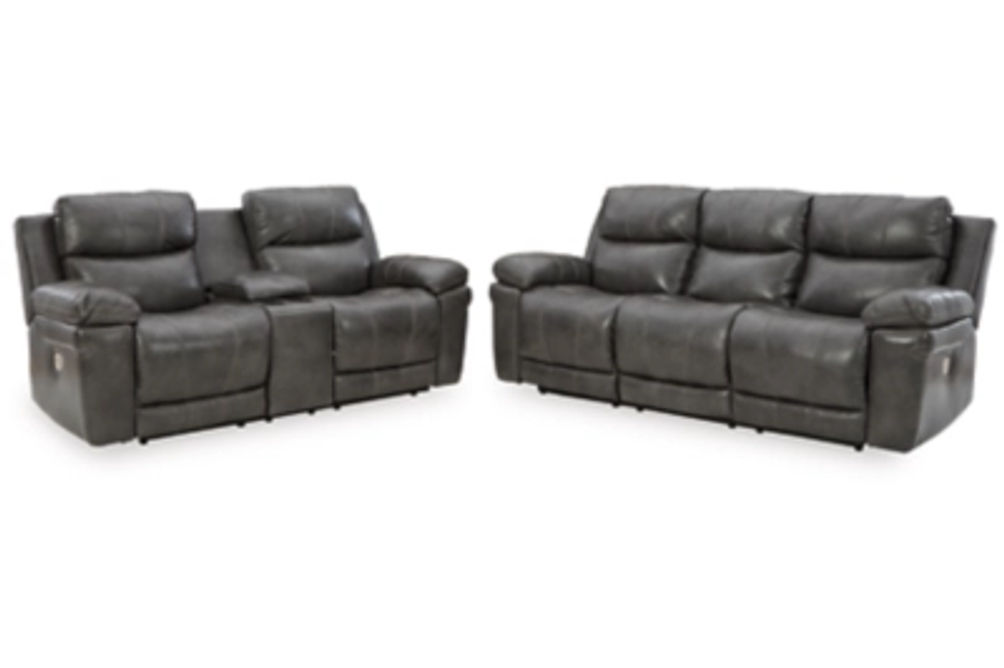 Signature Design by Ashley Edmar Power Reclining Sofa and Loveseat-Charcoal