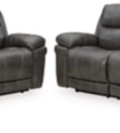 Signature Design by Ashley Edmar Power Reclining Sofa and Loveseat-Charcoal