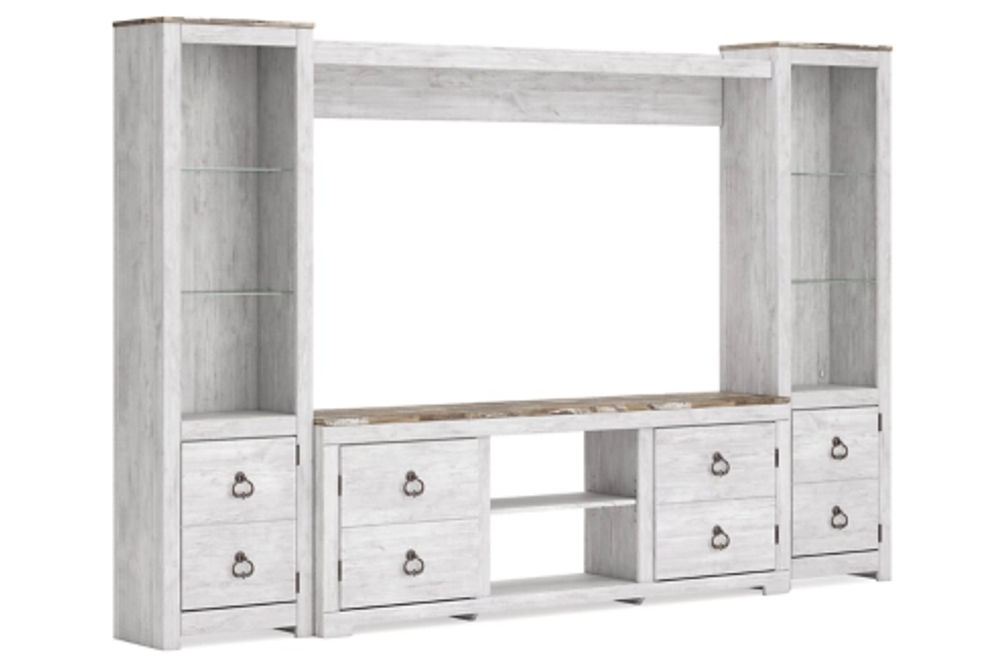 Signature Design by Ashley Willowton 4-Piece Entertainment Center-Whitewash