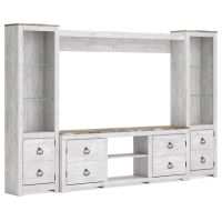 Signature Design by Ashley Willowton 4-Piece Entertainment Center-Whitewash