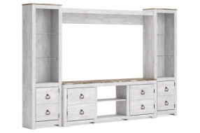 Signature Design by Ashley Willowton 4-Piece Entertainment Center-Whitewash