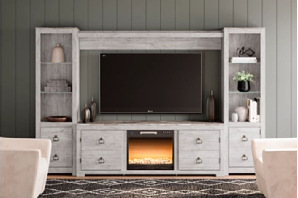 Signature Design by Ashley Willowton 4-Piece Entertainment Center with Electri