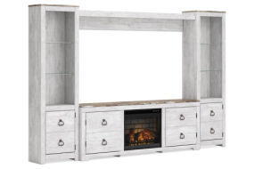 Signature Design by Ashley Willowton 4-Piece Entertainment Center with Electri