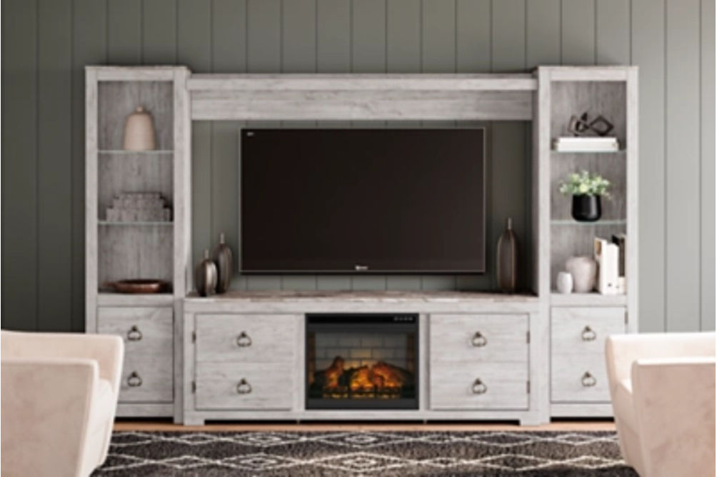 Signature Design by Ashley Willowton 4-Piece Entertainment Center with Electri