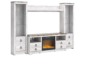 Signature Design by Ashley Willowton 4-Piece Entertainment Center with Electri