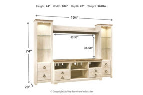 Signature Design by Ashley Willowton 4-Piece Entertainment Center-Whitewash