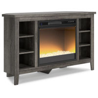 Signature Design by Ashley Arlenbry Corner TV Stand with Electric Fireplace-Gr