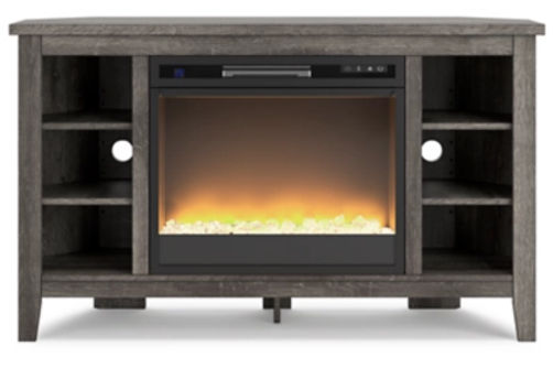 Signature Design by Ashley Arlenbry Corner TV Stand with Electric Fireplace-Gr