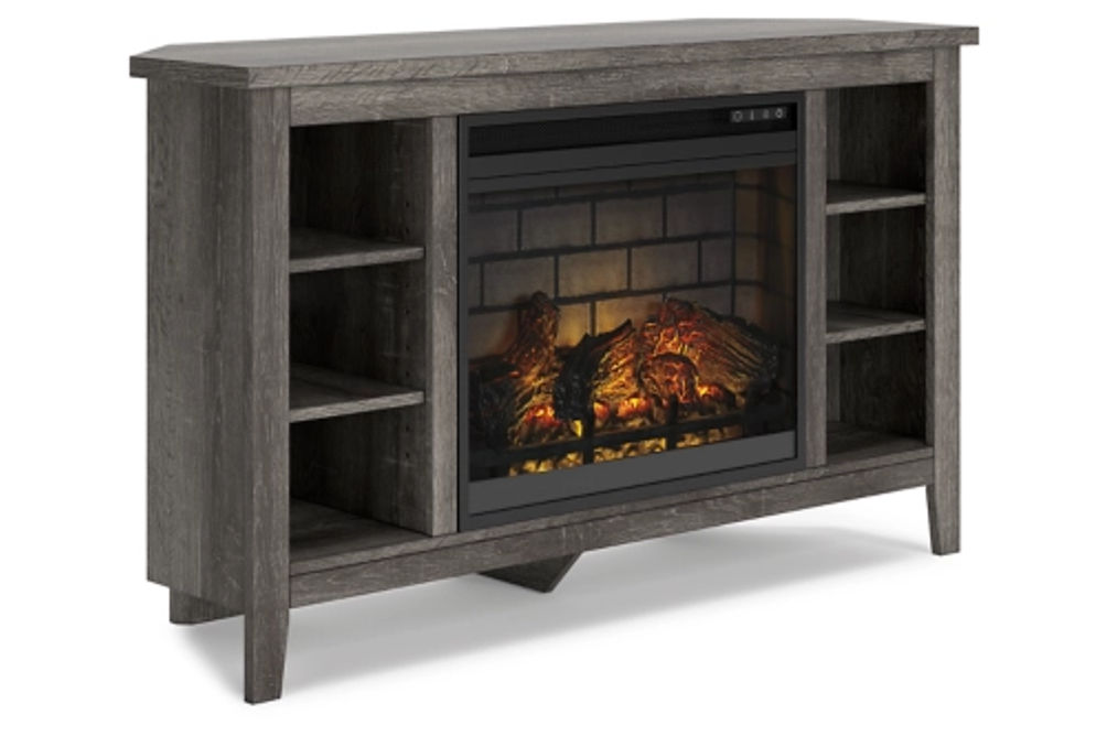 Signature Design by Ashley Arlenbry Corner TV Stand with Electric Fireplace-Gr