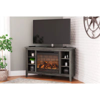 Signature Design by Ashley Arlenbry Corner TV Stand with Electric Fireplace-Gr