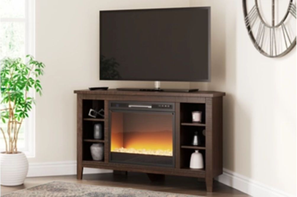 Signature Design by Ashley Camiburg Corner TV Stand with Electric Fireplace-Wa