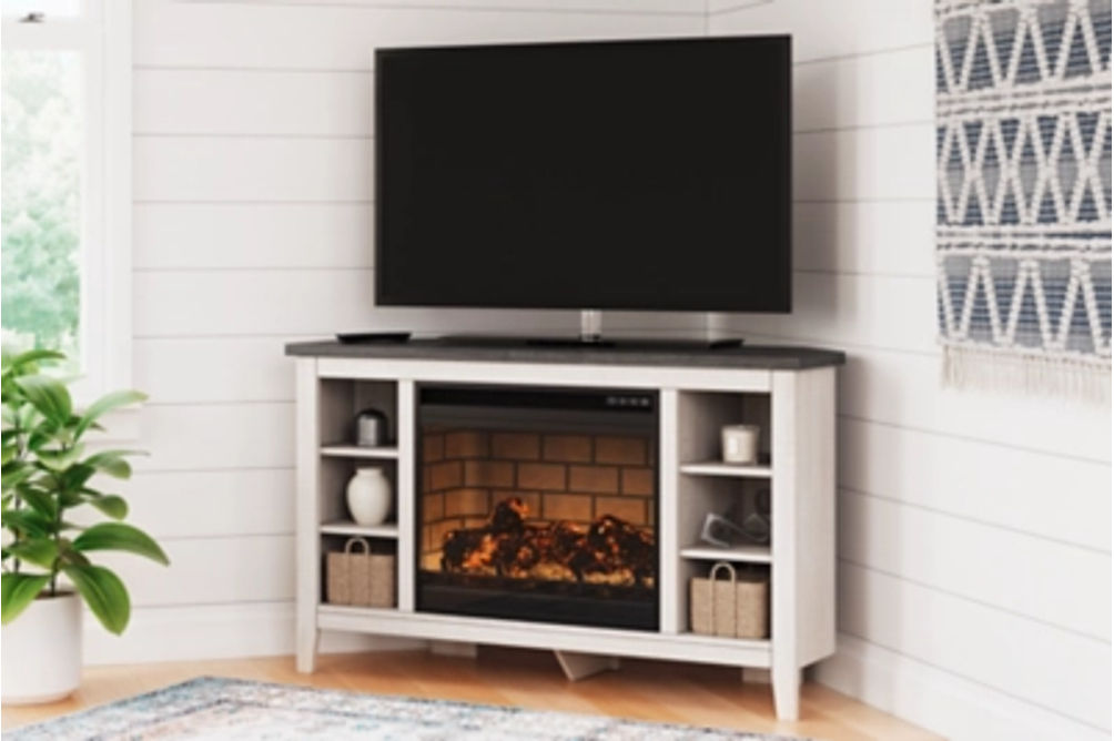 Signature Design by Ashley Dorrinson Corner TV Stand with Electric Fireplace-T