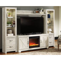 Signature Design by Ashley Bellaby 4-Piece Entertainment Center with Fireplace
