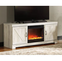 Signature Design by Ashley Bellaby 63" TV Stand with Fireplace-Whitewash