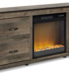 Signature Design by Ashley Trinell TV Stand with Electric Fireplace-Brown