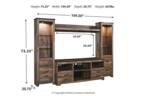 Signature Design by Ashley Trinell 4-Piece Entertainment Center-Brown