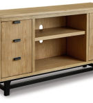 Signature Design by Ashley Freslowe Large TV Stand-Light Brown/Black