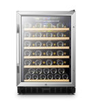 Lanbo - 24 Inch 51 Bottle Stainless Steel Single Zone Wine Fridge with Beech Wood Shelves and Doubl