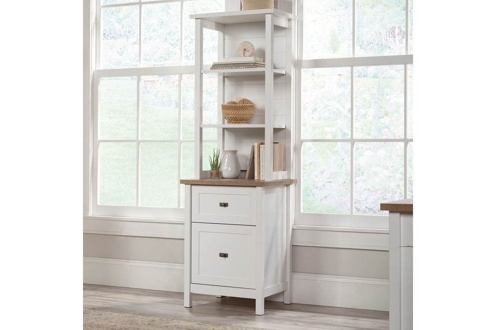 Sauder - Cottage Road Storage Tower Cabinet w/File Drawers - White