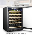 Lanbo - 24 Inch 51 Bottle Stainless Steel Single Zone Wine Fridge with Beech Wood Shelves and Doubl