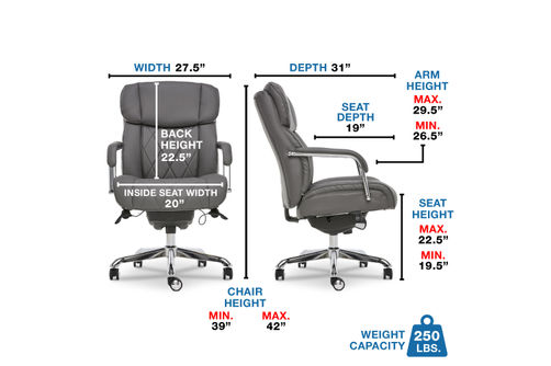 La-Z-Boy - Comfort and Beauty Sutherland Diamond-Quilted Bonded Leather Office Chair - Moon Rock Gr