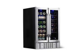 NewAir - 18-Bottle Wine and 60-Can Dual Zone Beverage Cooler - Stainless Steel