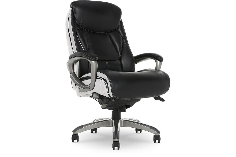 Serta - Lautner Executive Office Chair - Black with White Mesh Accents