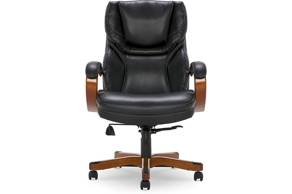 Serta - Big and Tall Leather and Bentwood Executive Chair - Black