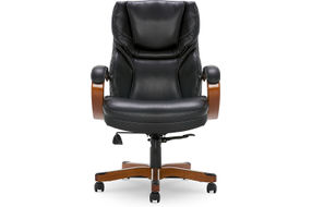 Serta - Big and Tall Leather and Bentwood Executive Chair - Black