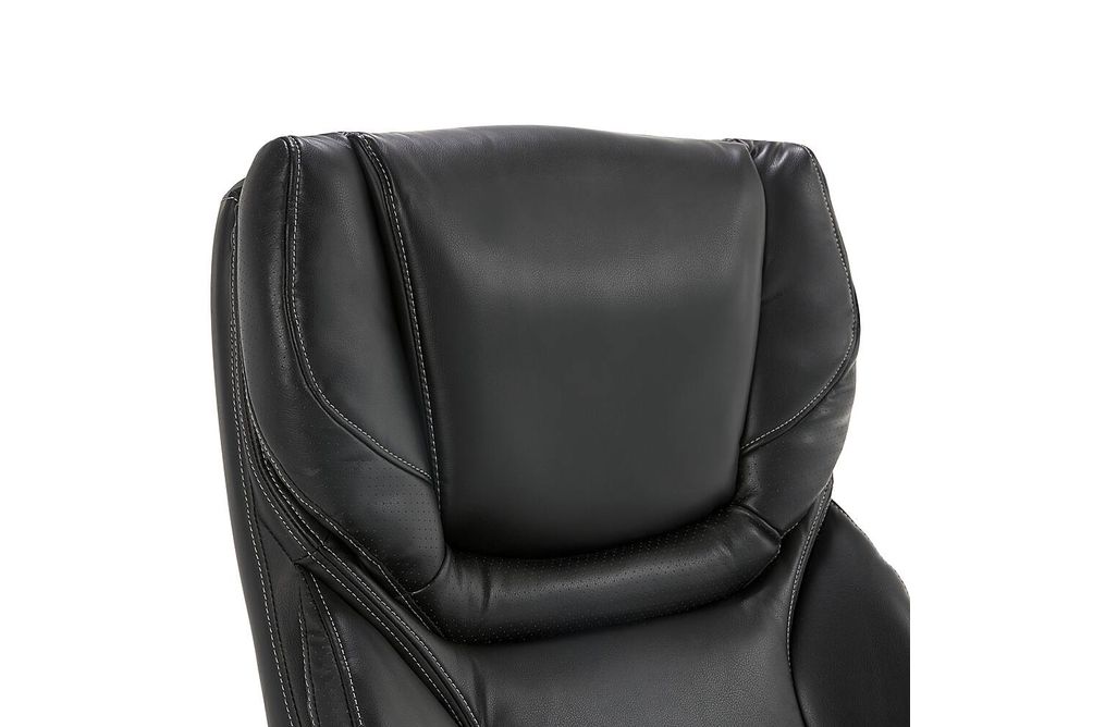 Serta - Big and Tall Leather and Bentwood Executive Chair - Black