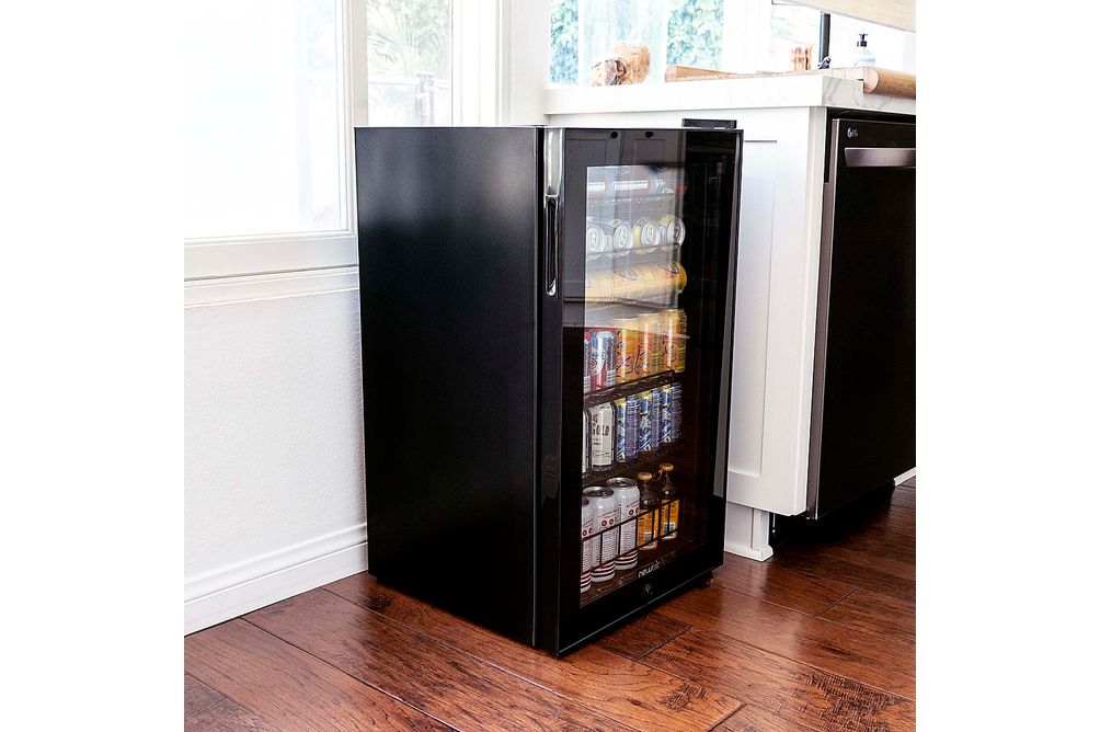 NewAir - 126-Can Beverage Cooler with Glass Door, Adjustable Shelves, 7 Temperature Settings and Lo