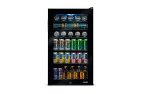 NewAir - 126-Can Beverage Cooler with Glass Door, Adjustable Shelves, 7 Temperature Settings and Lo