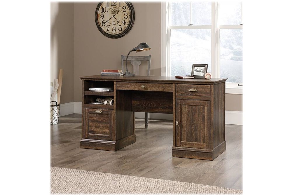 Sauder - Barrister Lane Collection Pedestal Desk - Iron Oak