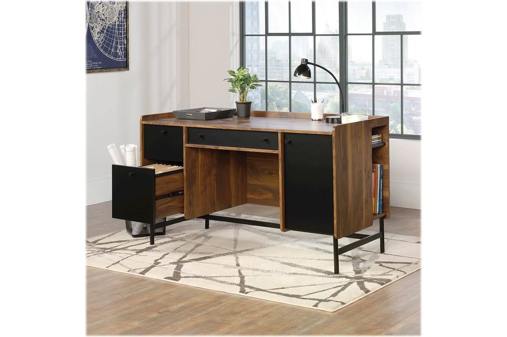 Sauder - Harvey Park Straight Desk - Grand Walnut