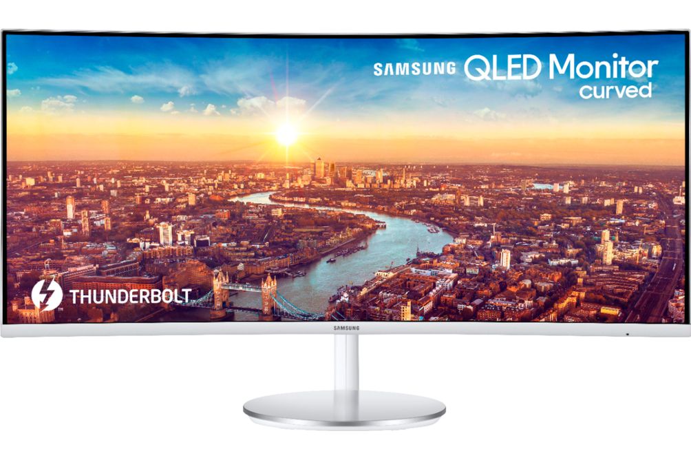 Samsung - 34 ViewFinity CJ791 QHD FreeSync Thunderbolt Monitor with speakers - White/Silver