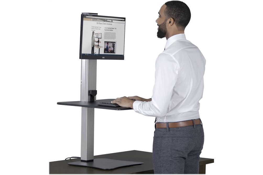 Victor - Electric Height Adjustable Standing Desk Riser Workstation - Black, Aluminum